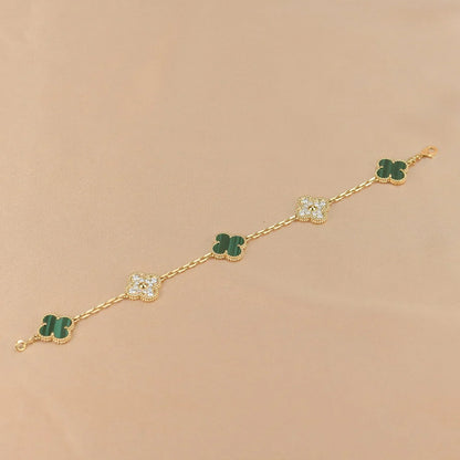[?Vintora] CLOVER 5 MOTIF MALACHITE BRACELET COLLECTION
