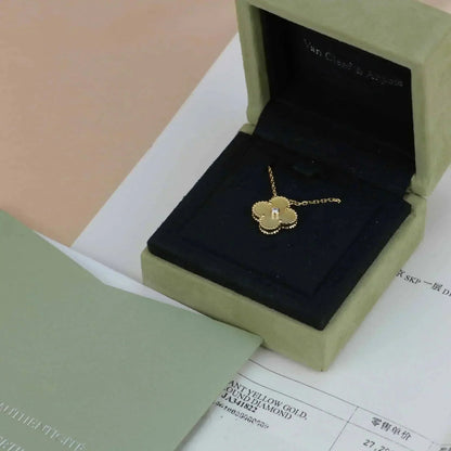 [Vintora]COLLIER TRÈFLE 15 MM OR DIAMANT NACRE