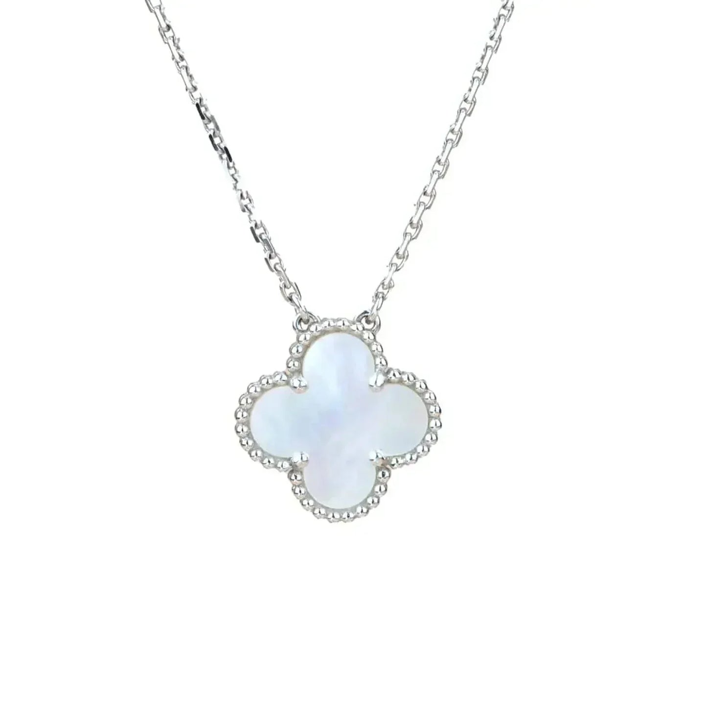 [Vintora]TRÈFLE 15MM NACRE BLANCHE ARGENT