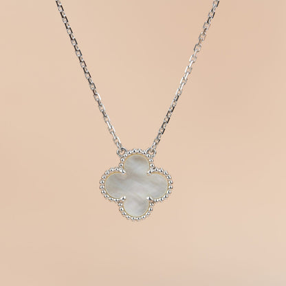 [Vintora]TRÈFLE 15MM NACRE BLANCHE ARGENT