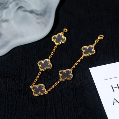 [?Vintora]CLOVER 5 MOTIF ROCK CRYSTAL BRACELET