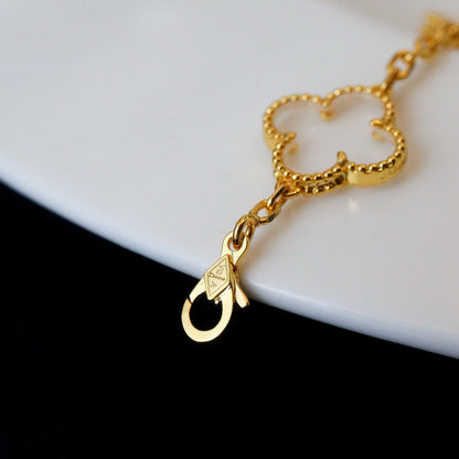 [?Vintora]CLOVER 5 MOTIF ROCK CRYSTAL BRACELET
