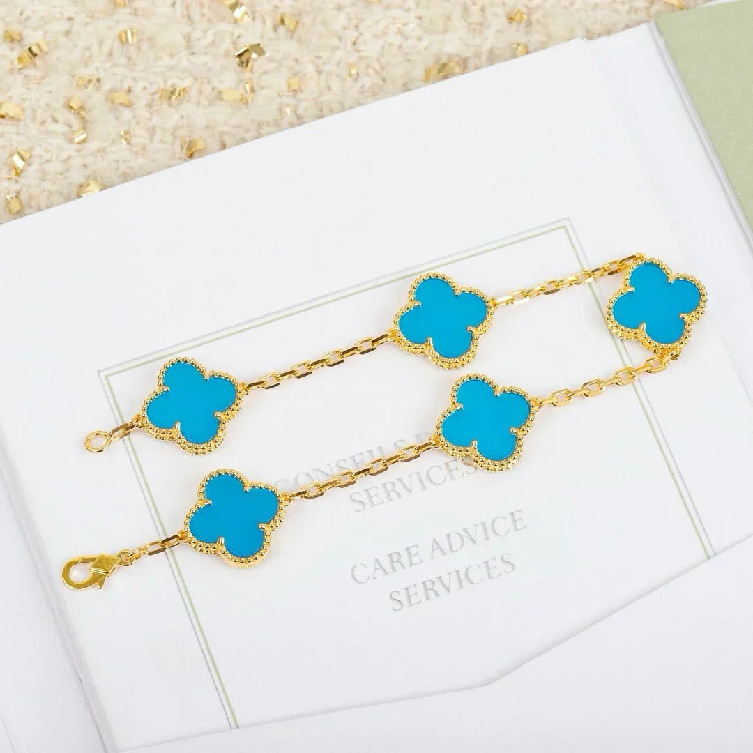 [?Vintora] CLOVER 5 MOTIF TURQUOISE BRACELET COLLECTION