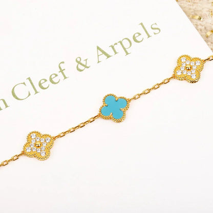 [?Vintora] CLOVER 5 MOTIF TURQUOISE BRACELET COLLECTION