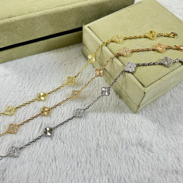 [Vintora]CLOVER 6 MOTIF DIAMOND LASER BRACELET-w