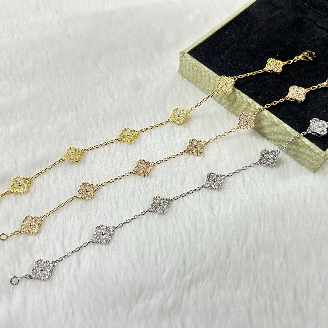 [?Vintora]BRACELET CLOVER 6 MOTIFS DIAMANTS