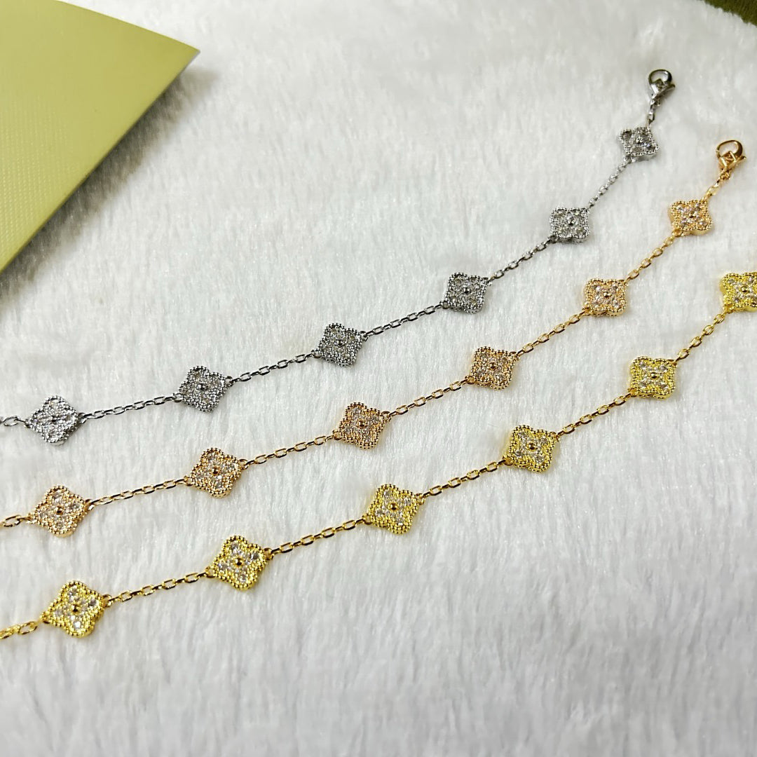 [?Vintora]BRACELET CLOVER 6 MOTIFS DIAMANTS