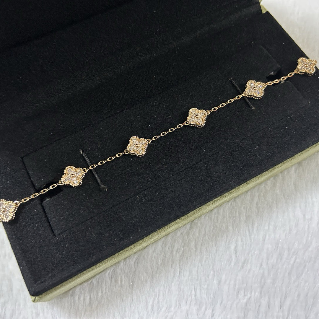[?Vintora]BRACELET CLOVER 6 MOTIFS DIAMANTS
