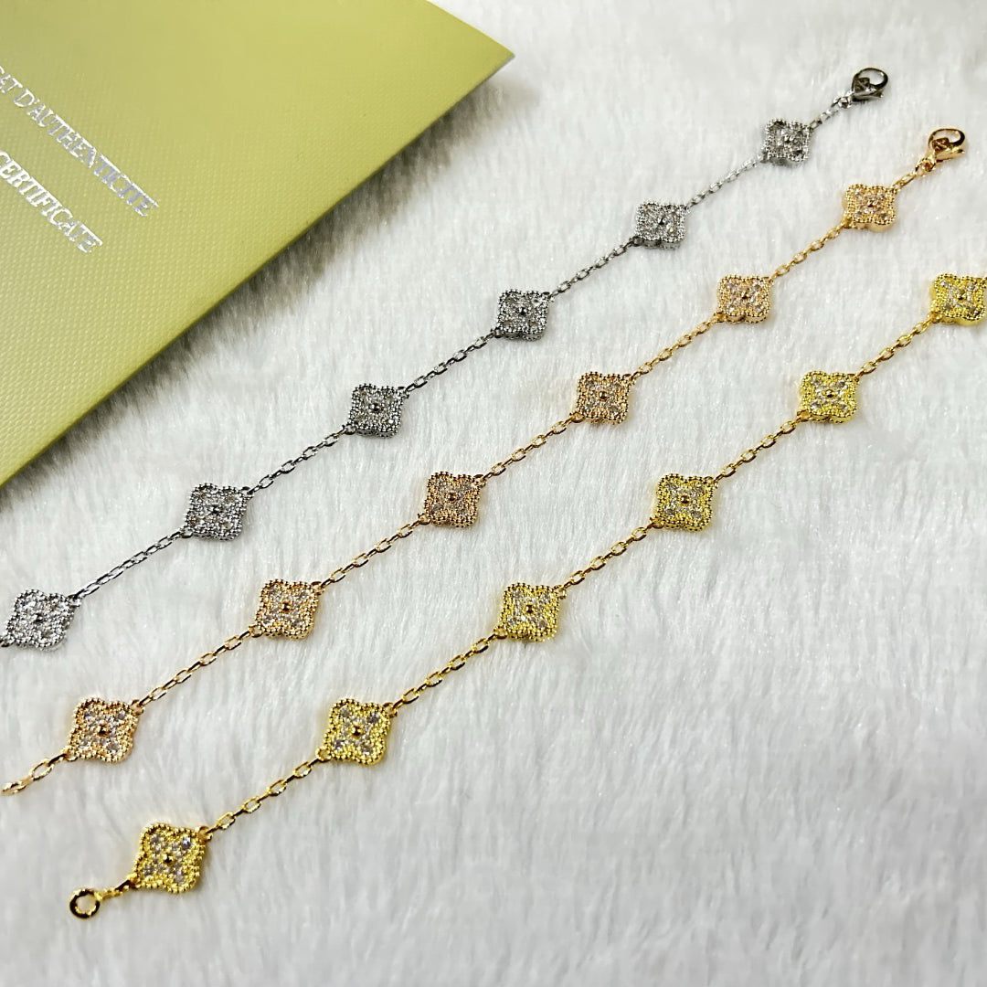 [?Vintora]BRACELET CLOVER 6 MOTIFS DIAMANTS