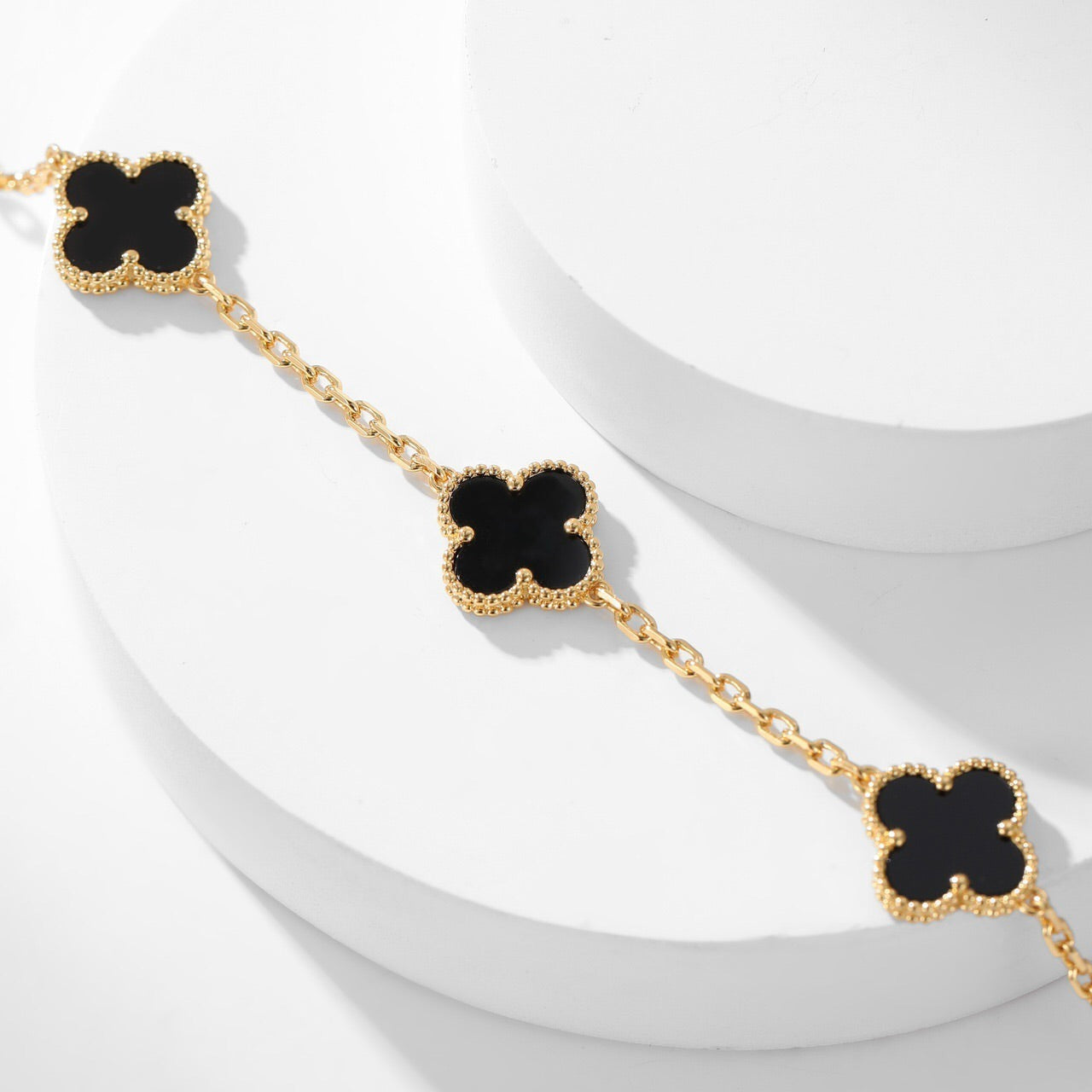 [Vintora]COLLIER ONYX 10 MOTIFS TRÈFLE