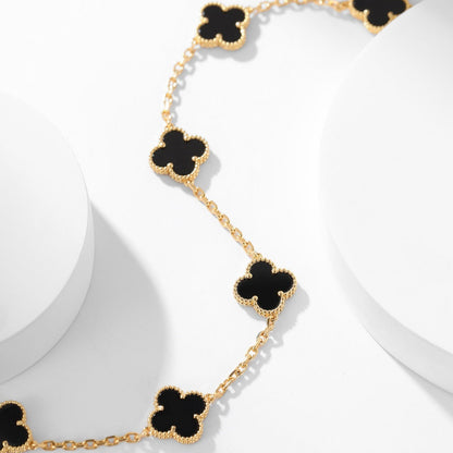 [Vintora]COLLIER ONYX 10 MOTIFS TRÈFLE