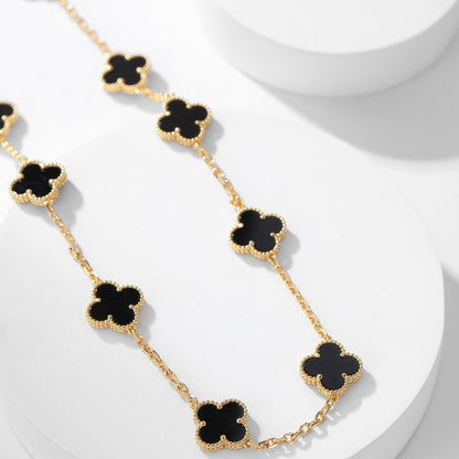 [Vintora]COLLIER ONYX 10 MOTIFS TRÈFLE