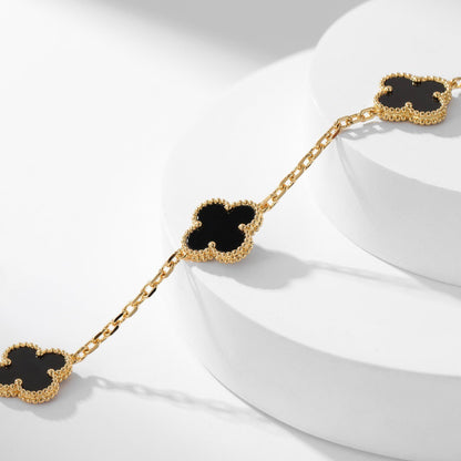 [Vintora]COLLIER ONYX 10 MOTIFS TRÈFLE
