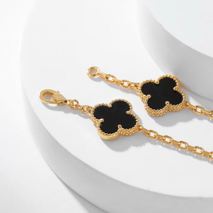 [Vintora]COLLIER ONYX 10 MOTIFS TRÈFLE