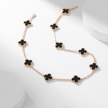 [Vintora]COLLIER ONYX 10 MOTIFS TRÈFLE