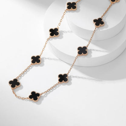 [Vintora]COLLIER ONYX 10 MOTIFS TRÈFLE