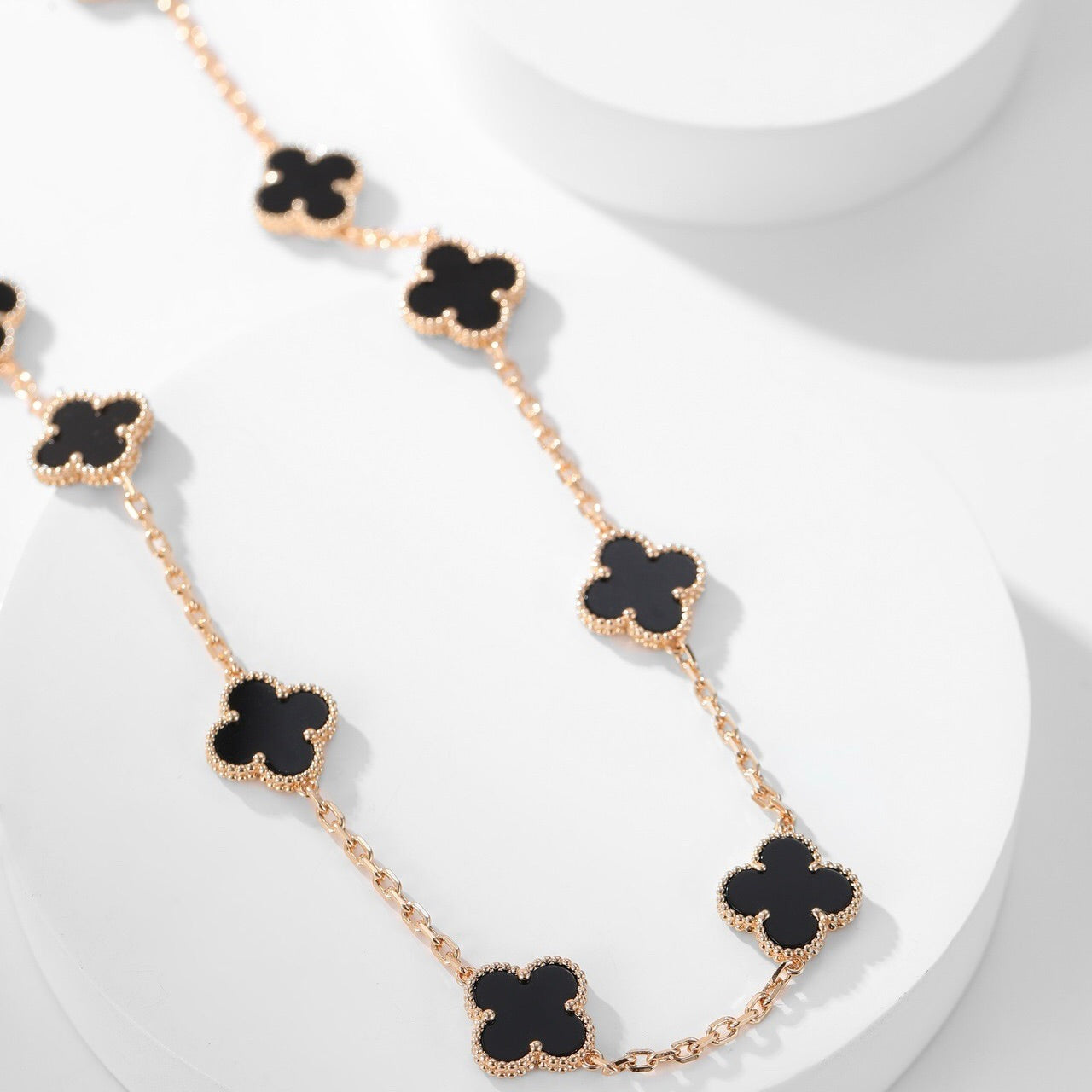 [Vintora]COLLIER ONYX 10 MOTIFS TRÈFLE