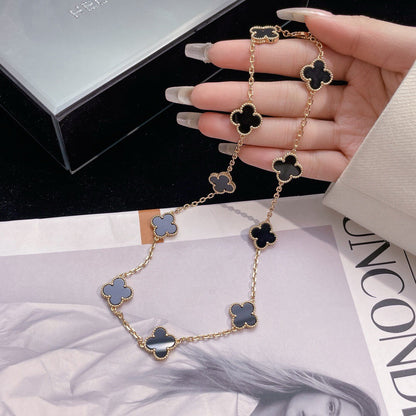 [Vintora]COLLIER ONYX 10 MOTIFS TRÈFLE