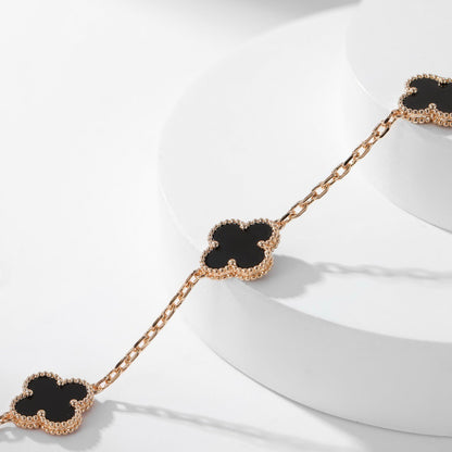 [Vintora]COLLIER ONYX 10 MOTIFS TRÈFLE