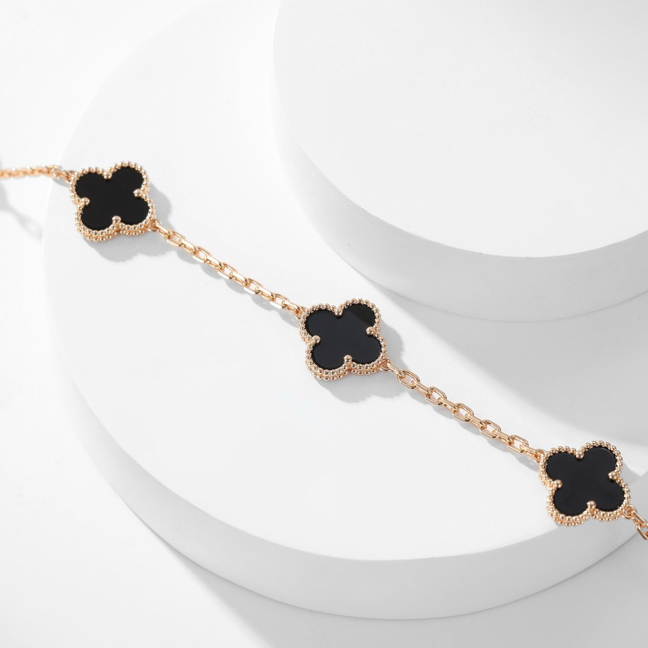 [Vintora]COLLIER ONYX 10 MOTIFS TRÈFLE