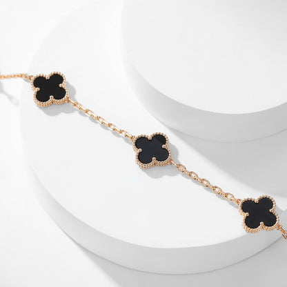 [Vintora]COLLIER ONYX 10 MOTIFS TRÈFLE