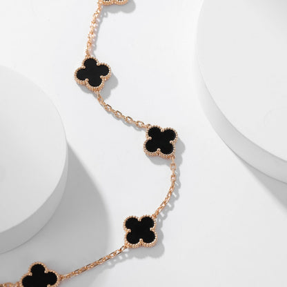 [Vintora]COLLIER ONYX 10 MOTIFS TRÈFLE