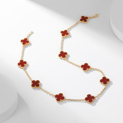 [Vintora]COLLIER TRÈFLE 10 MOTIFS CORNALINE