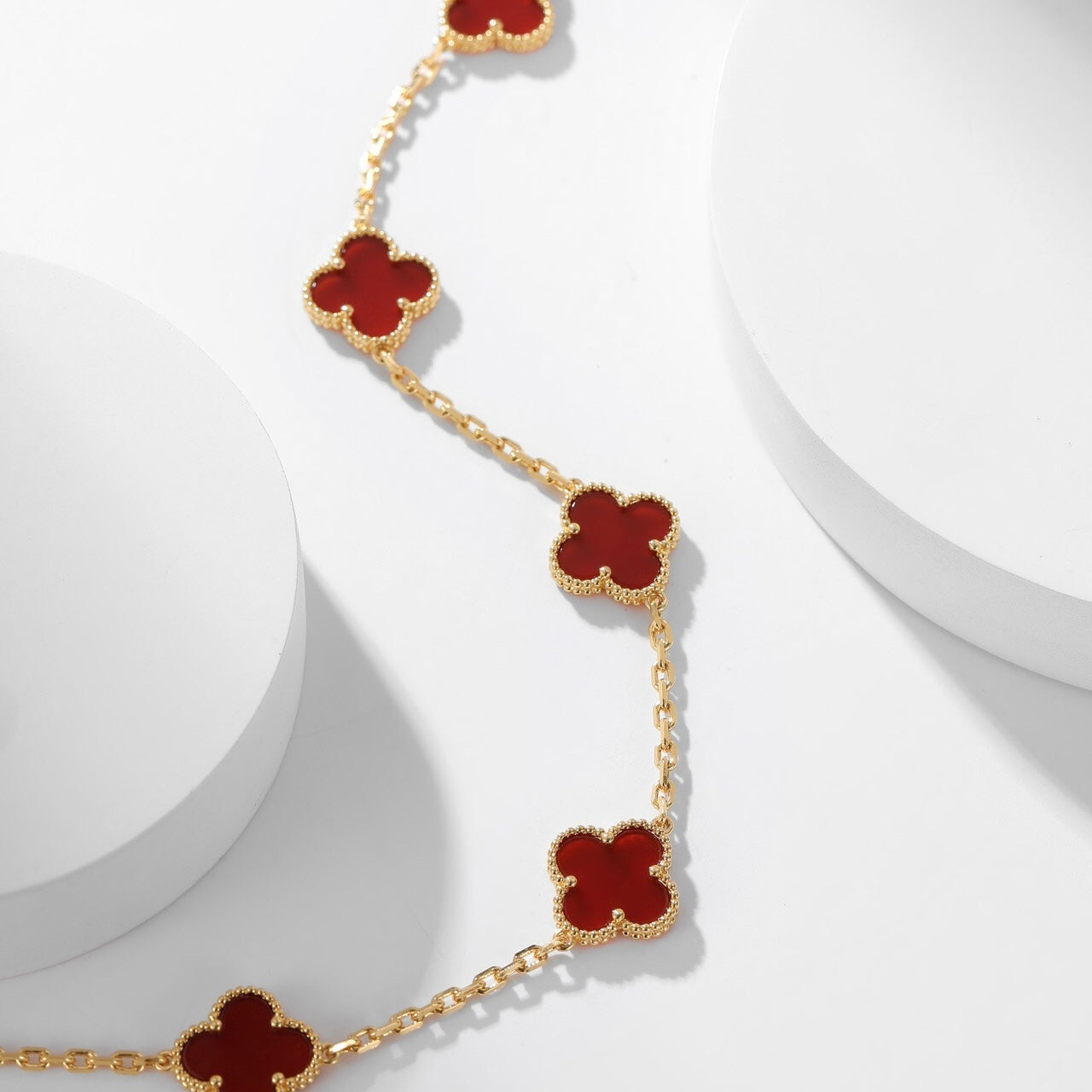 [Vintora]COLLIER TRÈFLE 10 MOTIFS CORNALINE
