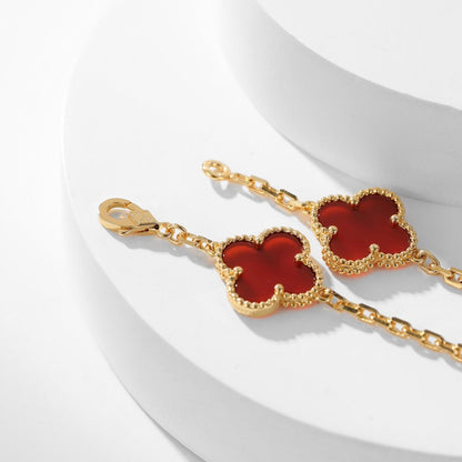 [Vintora]COLLIER TRÈFLE 10 MOTIFS CORNALINE