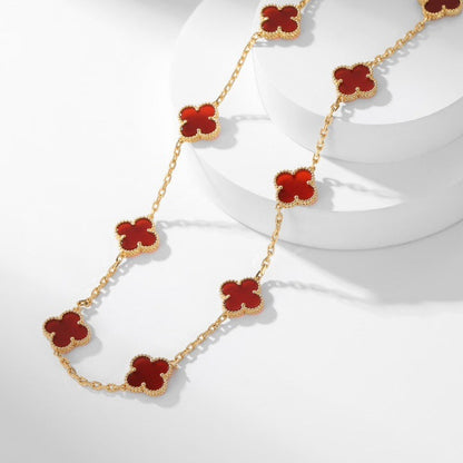 [Vintora]COLLIER TRÈFLE 10 MOTIFS CORNALINE