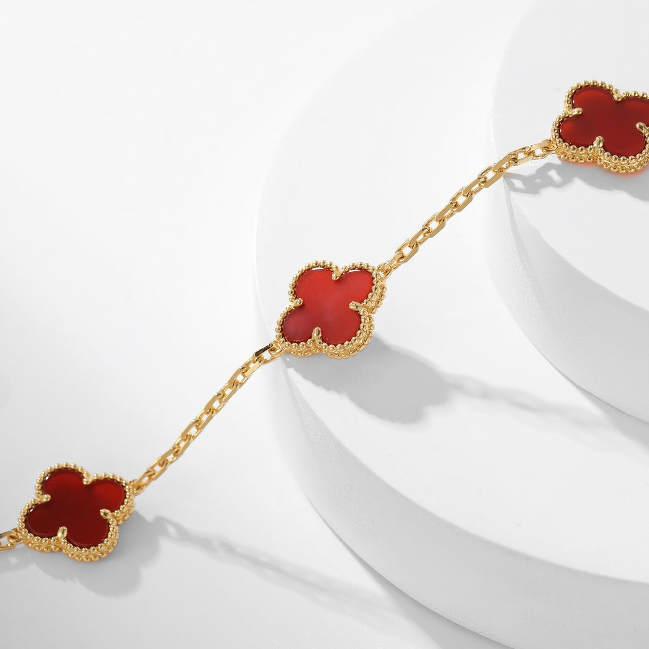 [Vintora]COLLIER TRÈFLE 10 MOTIFS CORNALINE