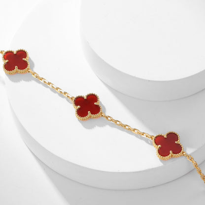 [Vintora]COLLIER TRÈFLE 10 MOTIFS CORNALINE