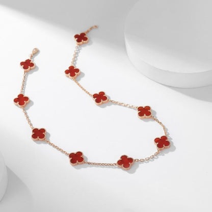 [Vintora]COLLIER TRÈFLE 10 MOTIFS CORNALINE