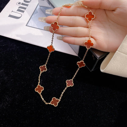 [Vintora]COLLIER TRÈFLE 10 MOTIFS CORNALINE