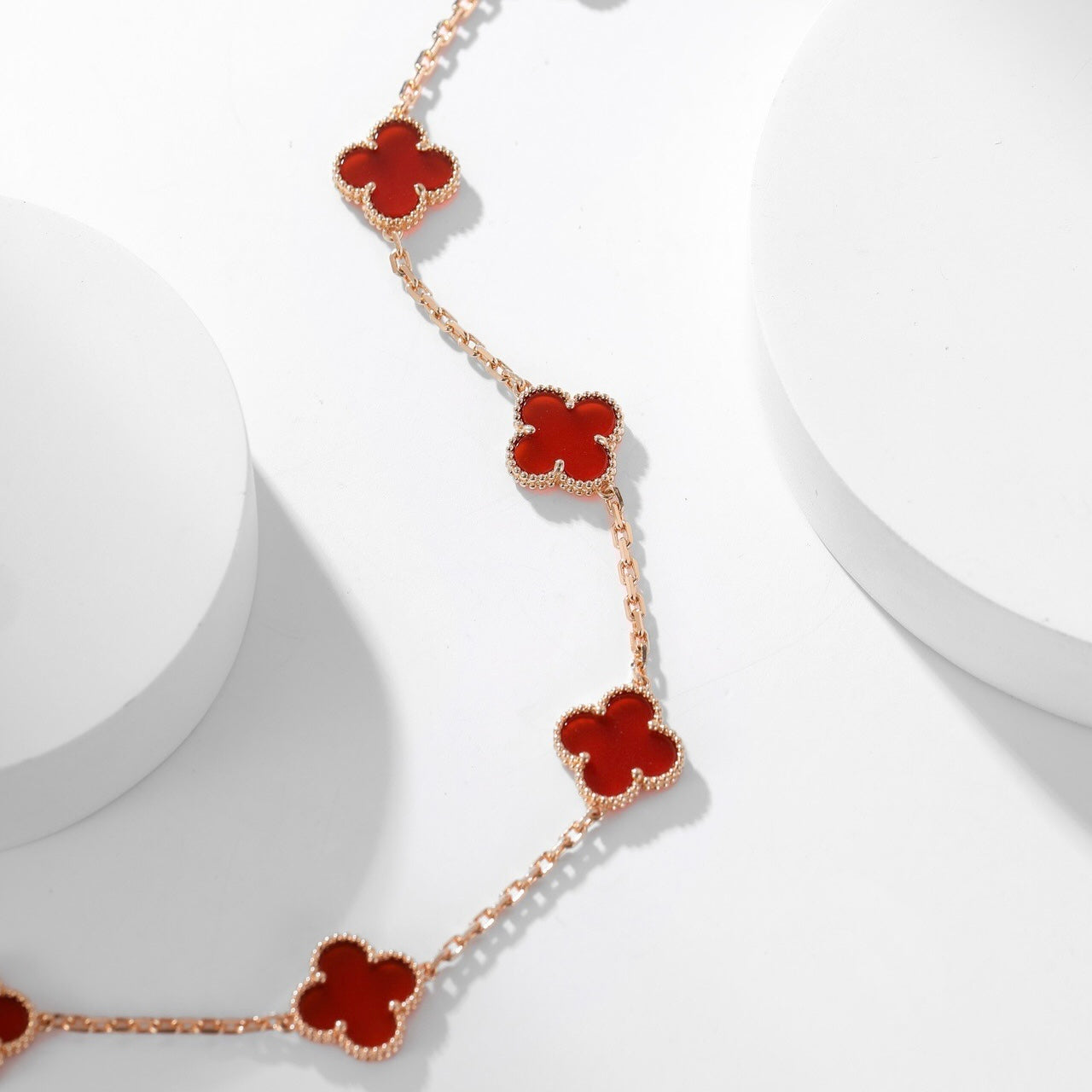 [Vintora]COLLIER TRÈFLE 10 MOTIFS CORNALINE