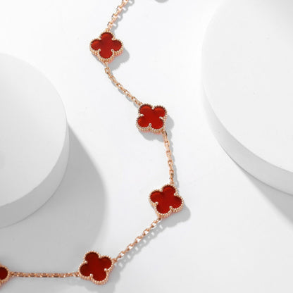 [Vintora]COLLIER TRÈFLE 10 MOTIFS CORNALINE