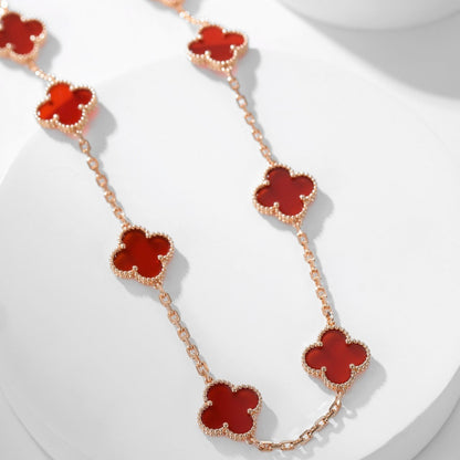 [Vintora]COLLIER TRÈFLE 10 MOTIFS CORNALINE