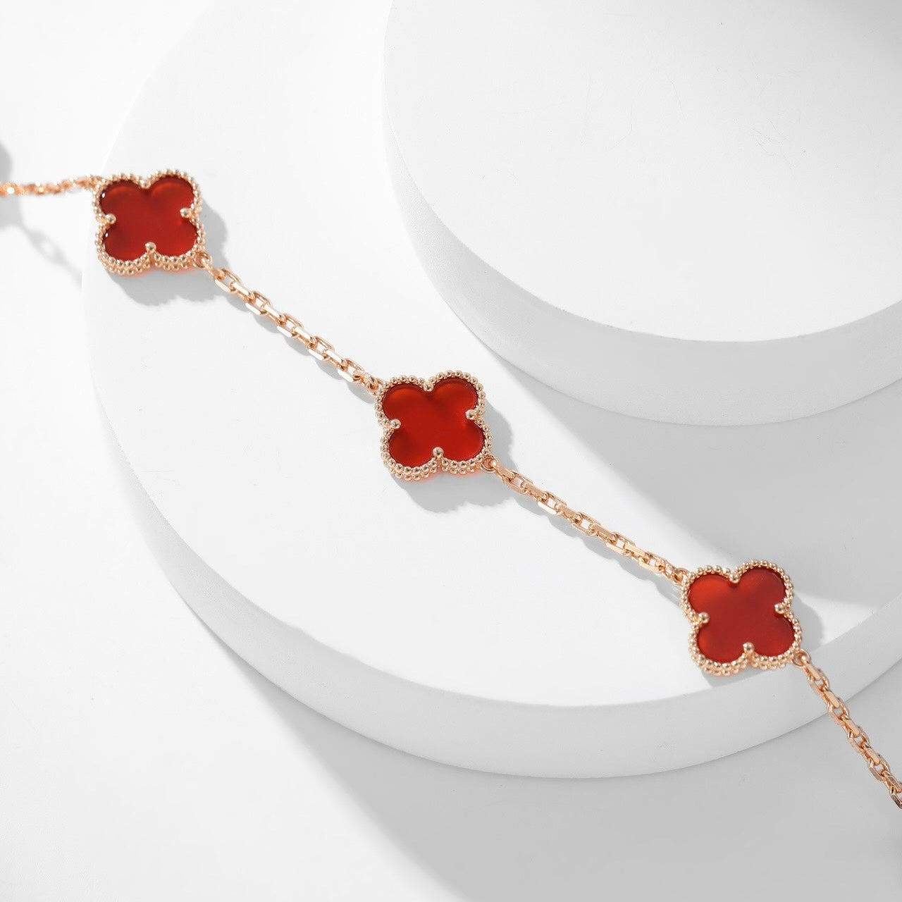 [Vintora]COLLIER TRÈFLE 10 MOTIFS CORNALINE
