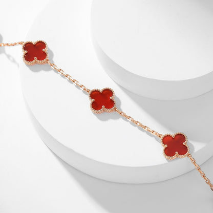 [Vintora]COLLIER TRÈFLE 10 MOTIFS CORNALINE