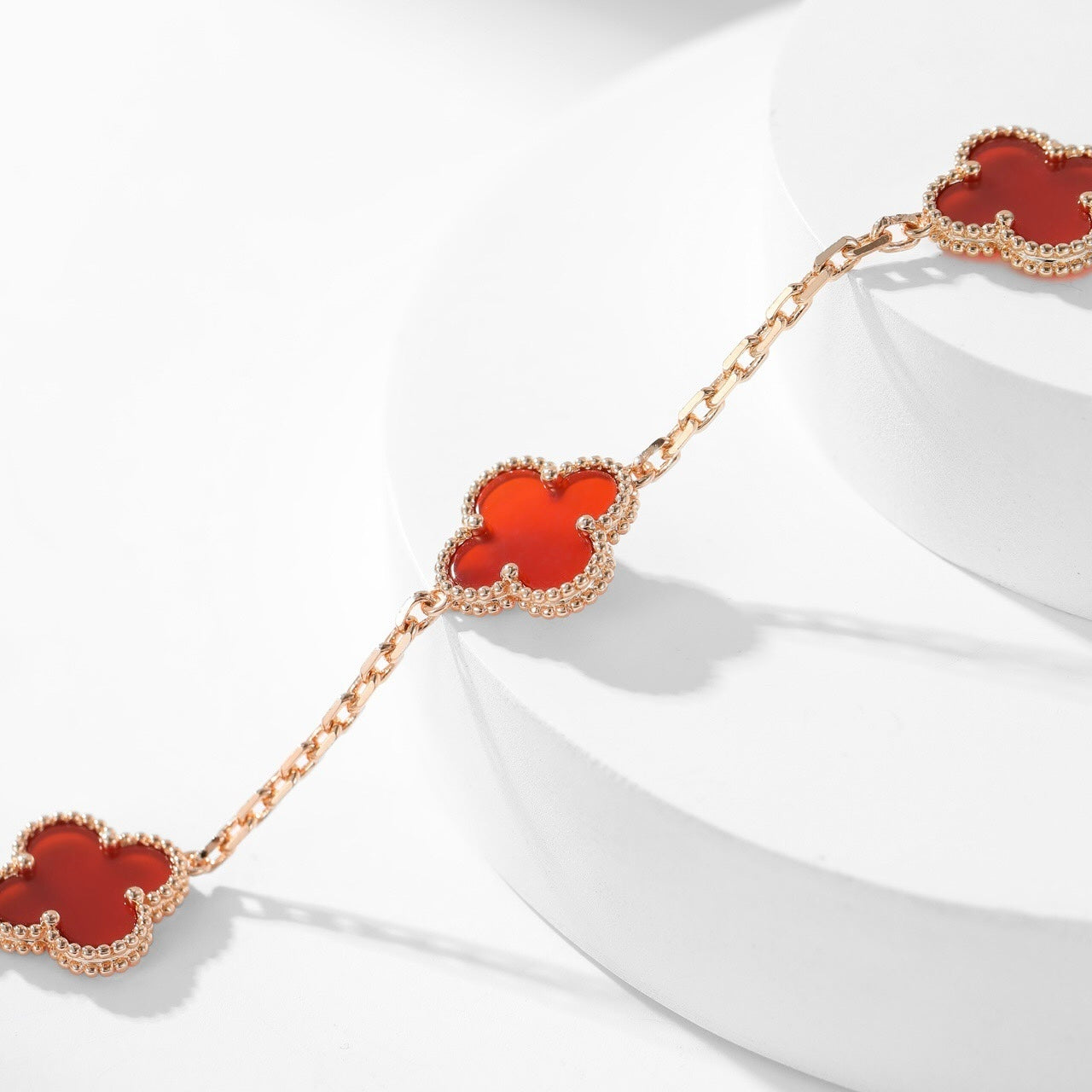 [Vintora]COLLIER TRÈFLE 10 MOTIFS CORNALINE