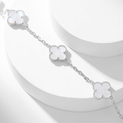 [Vintora]COLLIER TRÈFLE 10 MOTIFS NACRE BLANCHE
