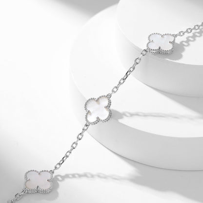 [Vintora]COLLIER TRÈFLE 10 MOTIFS NACRE BLANCHE