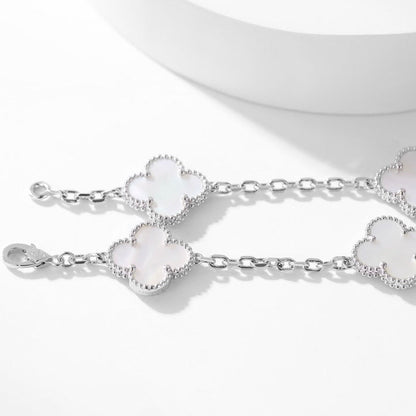 [Vintora]COLLIER TRÈFLE 10 MOTIFS NACRE BLANCHE