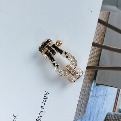 [Vintora]FORCE LARGE HORSESHOE BLACK WHITE DIAMOND BRACELET ROSE GOLD