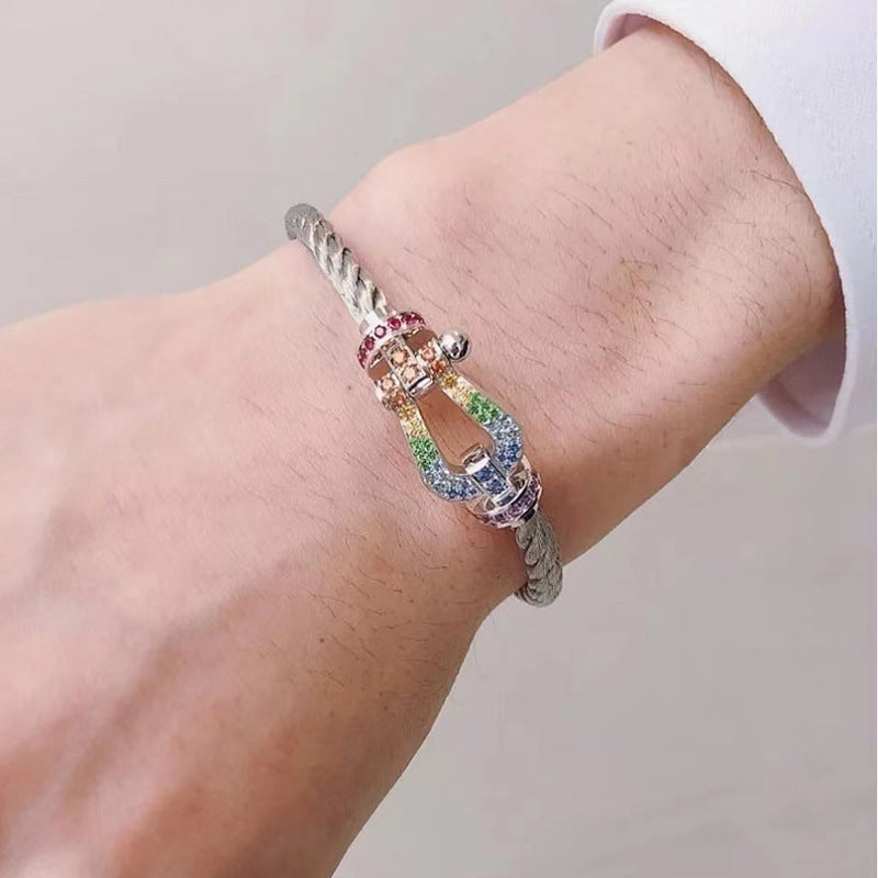 [Vintora]FORCE LARGE HORSESHOE  COLORED DIAMOND BRACELET ROSE GOLD