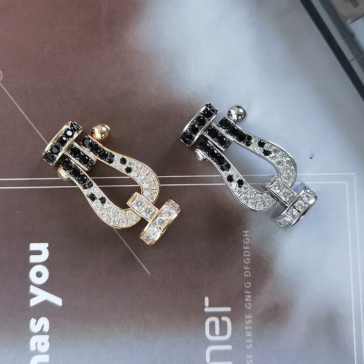 [Vintora]FORCE LARGE HORSESHOE BLACK WHITE DIAMOND BRACELET ROSE GOLD