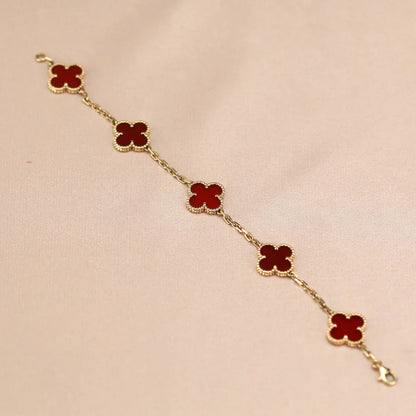 [?Vintora] CLOVER 5 MOTIF RED CORNELIAN BRACELET COLLECTION