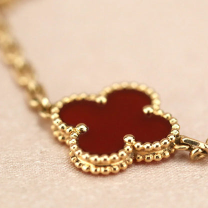 [?Vintora] CLOVER 5 MOTIF RED CORNELIAN BRACELET COLLECTION