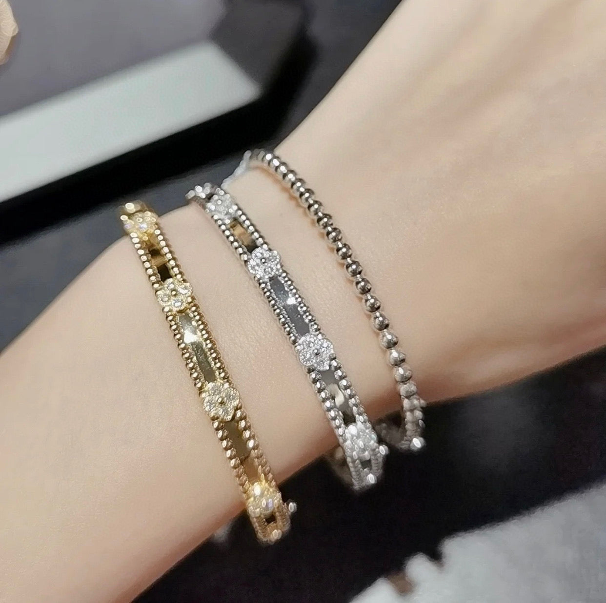 [Vintora]BRACELET CLOVER DIAMANTS 4MM