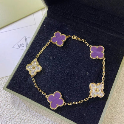 [?Vintora] CLOVER 5 MOTIF VIOLET BRACELET COLLECTION